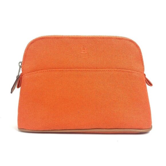 HERMES Bolide mini pouch Makeup Pouch Cosmetics Pouch Canvas Orange Unused - Picture 1 of 15